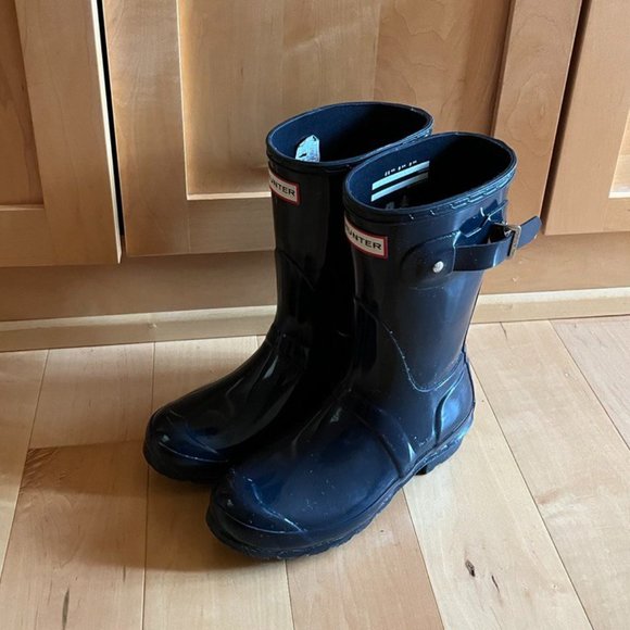 Hunter Original Short Gloss Wellies Rainboots Navy - Picture 3 of 5